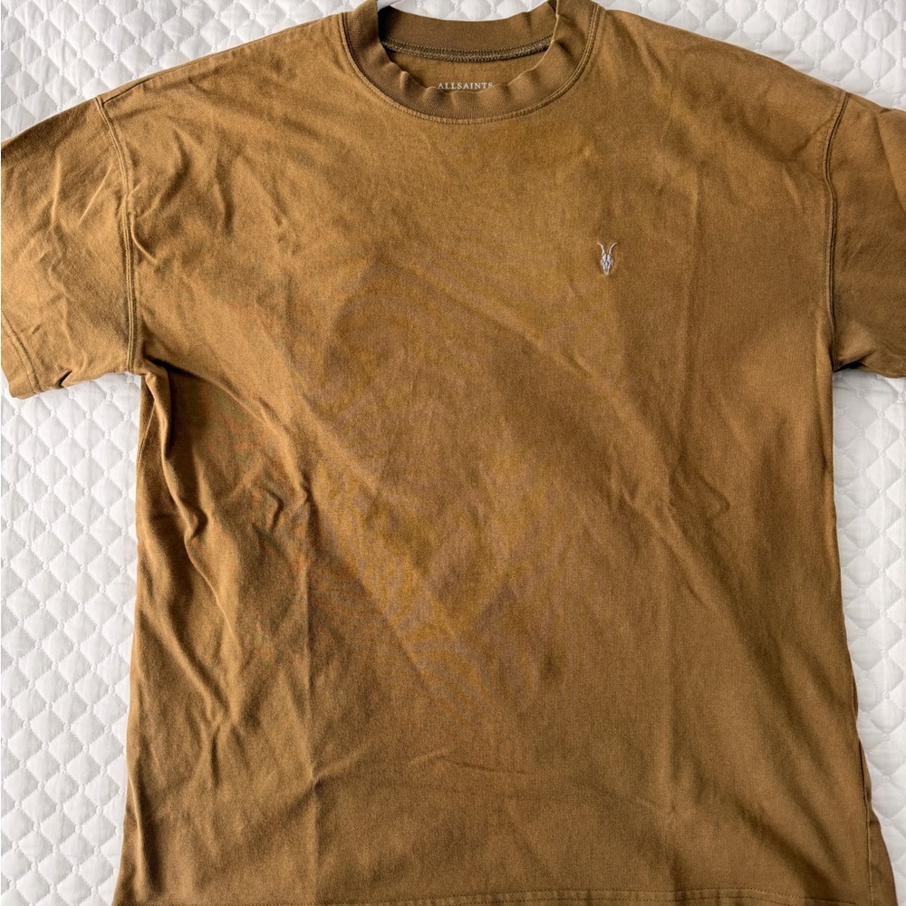 All Saints Men's Crew Neck T-Shirt Oversized Olive